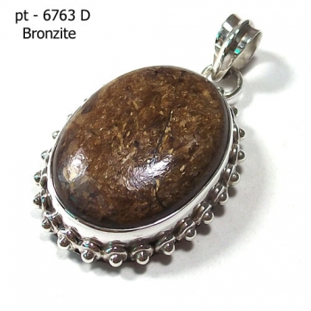 Genuine bronzite sterling silver pendant